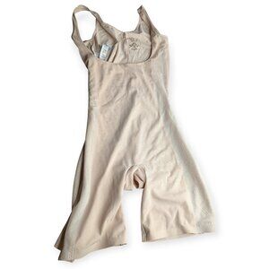 Assets Red Hot Label by Spanx Beige Shapewear Open Bust Bodysuit Size Medium